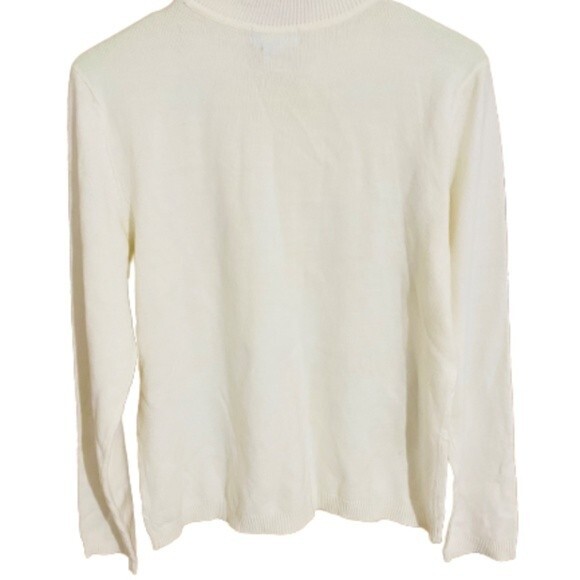 Jennifer Moore Women’s Diamond Sequin Detail Turtleneck Cream Sweater Size S-M - Picture 3 of 4
